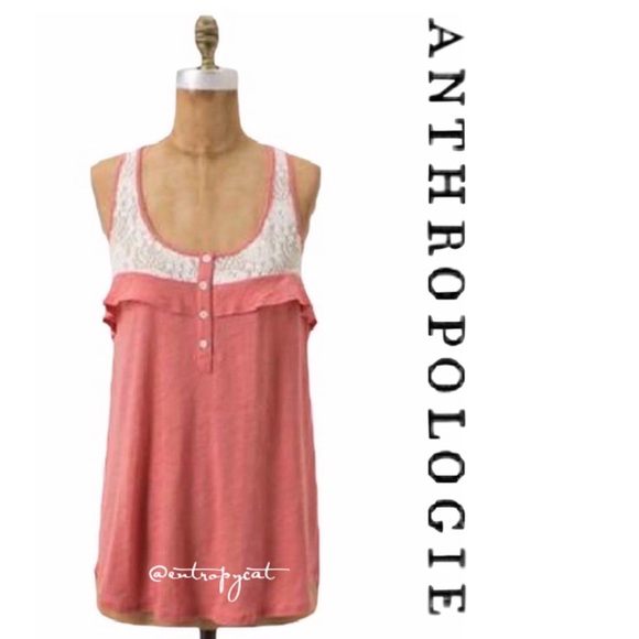 Anthropologie Tops - Anthropologie Coral Lace Tank